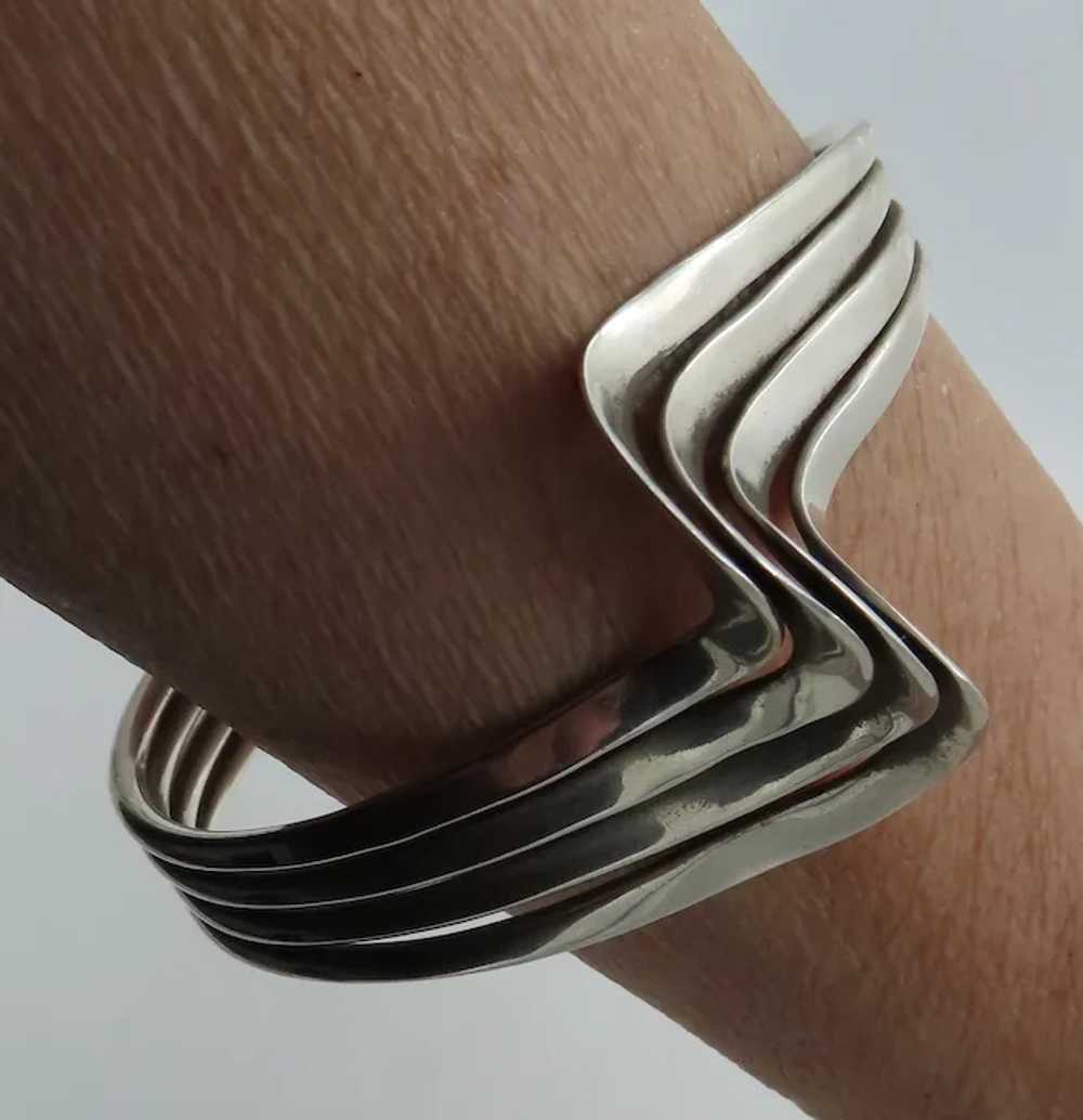 Fabulous Sterling Silver V Wave Cuff Bracelet Mod… - image 3
