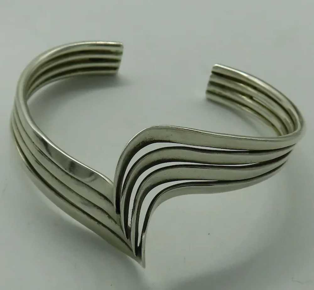 Fabulous Sterling Silver V Wave Cuff Bracelet Mod… - image 4