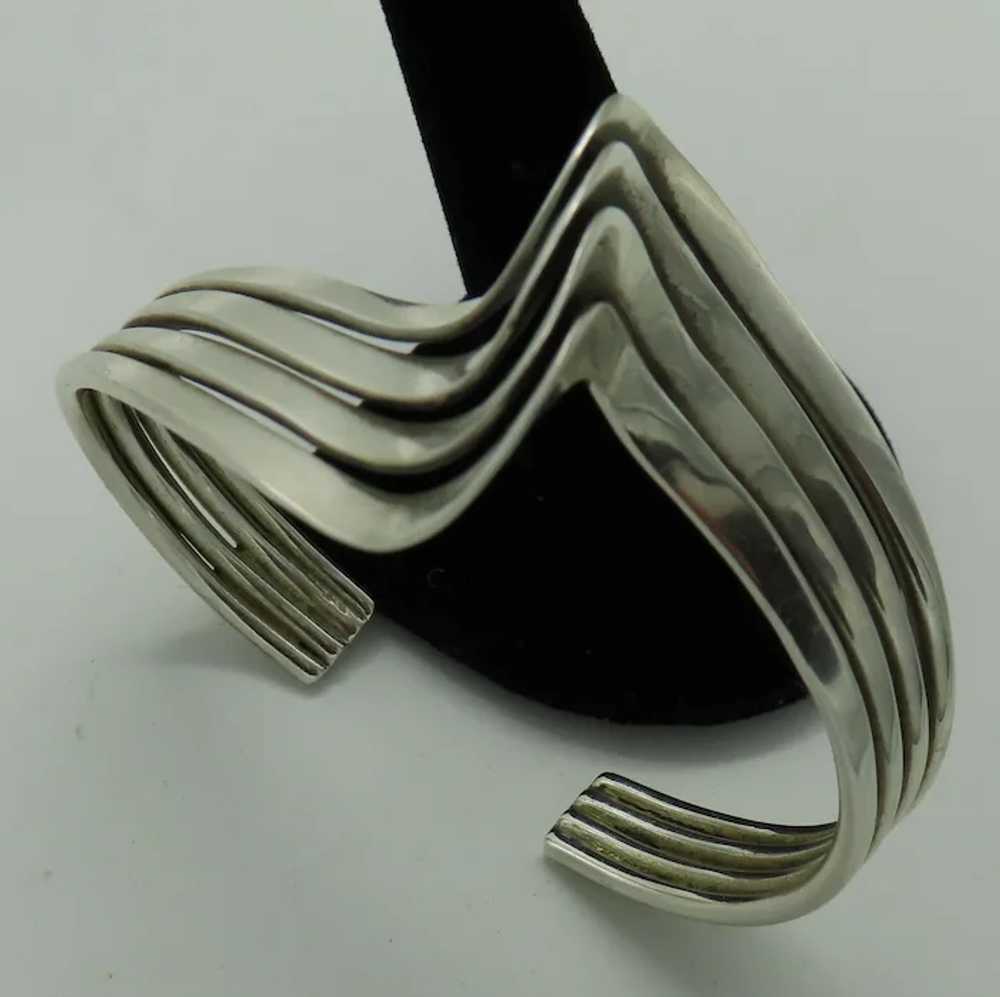 Fabulous Sterling Silver V Wave Cuff Bracelet Mod… - image 5