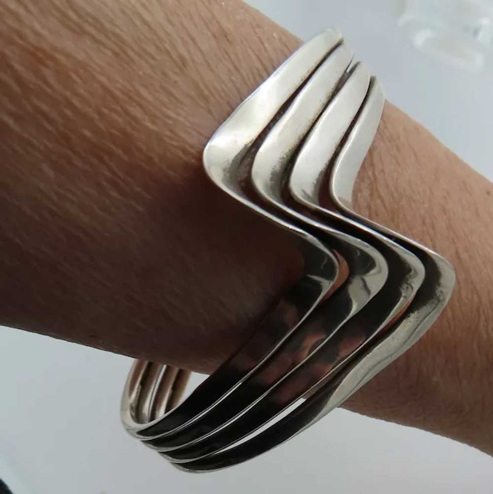 Fabulous Sterling Silver V Wave Cuff Bracelet Mod… - image 6