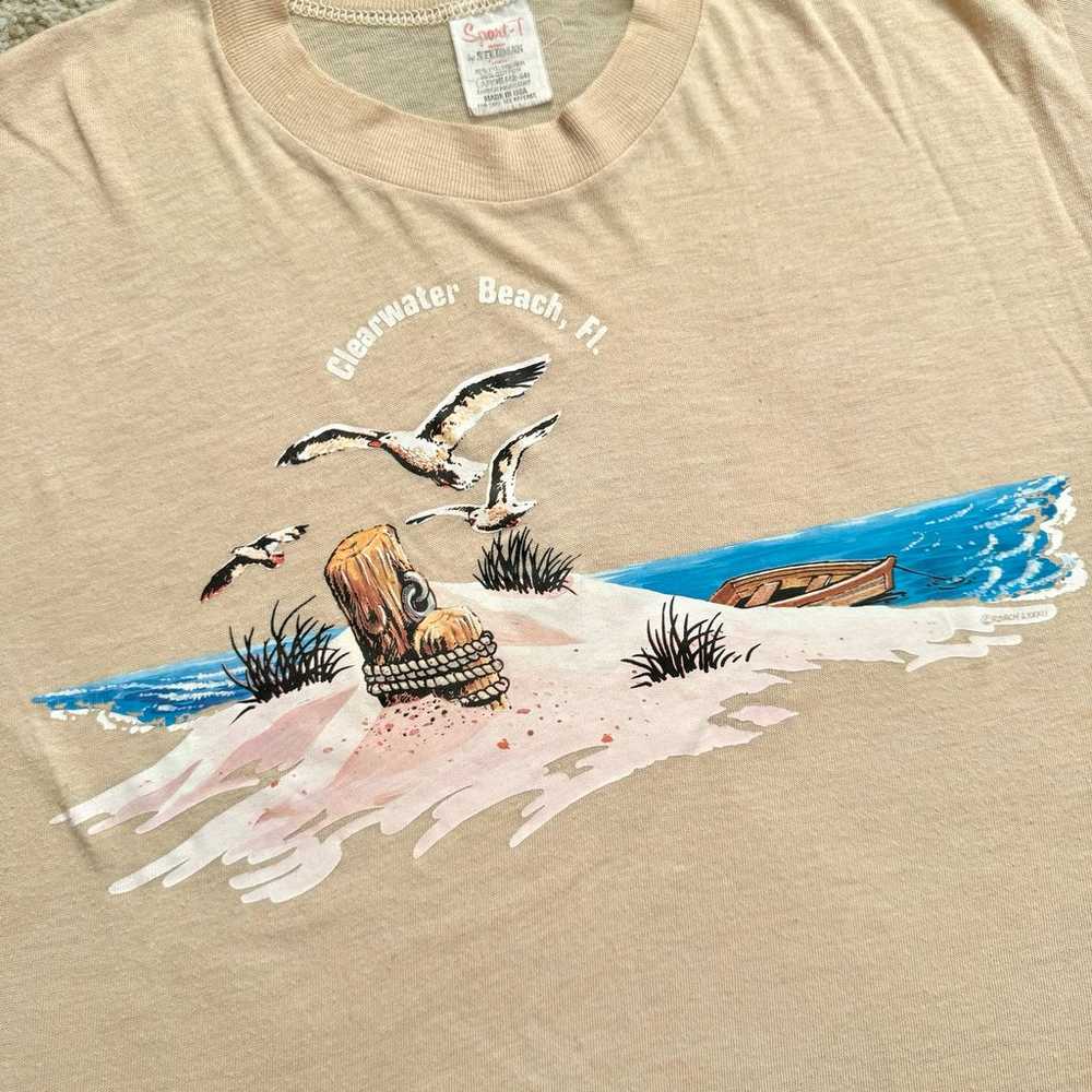 Vtg 80s Clearwater Beach Florida Seagull Graphic … - image 2