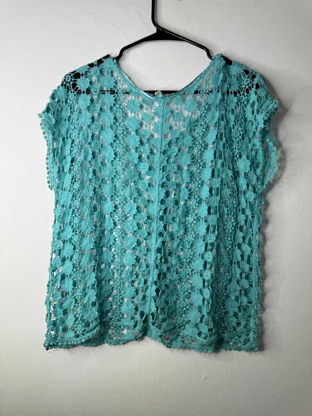 Raveival 🩵 Lauren Conrad Open Crochet Short Slee… - image 5