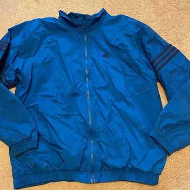 Vtg mens adidas blue windbreaker jacket size xl