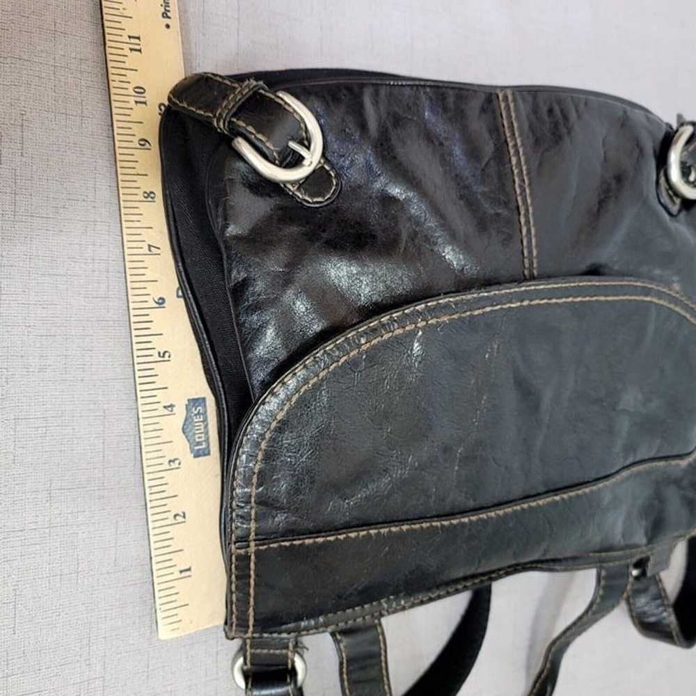 Fossil Lizette Black Leather Canvas Messenger Bag… - image 6