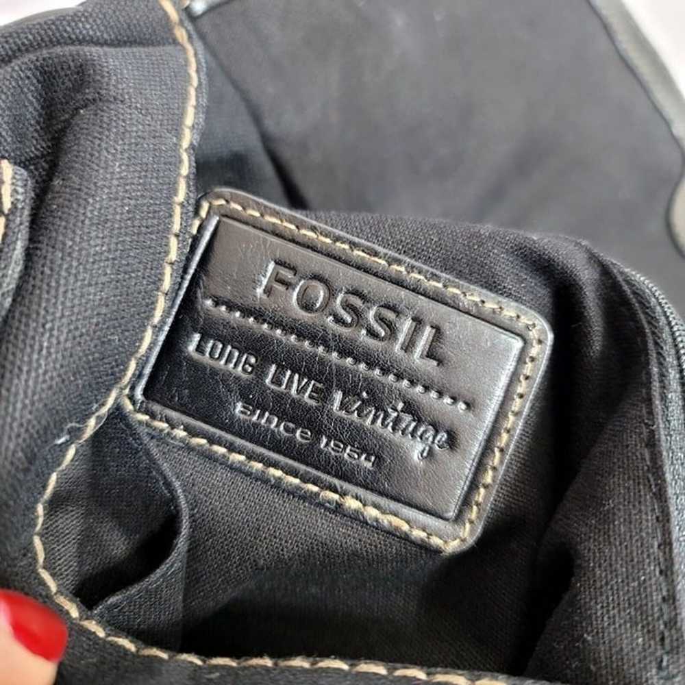 Fossil Lizette Black Leather Canvas Messenger Bag… - image 7