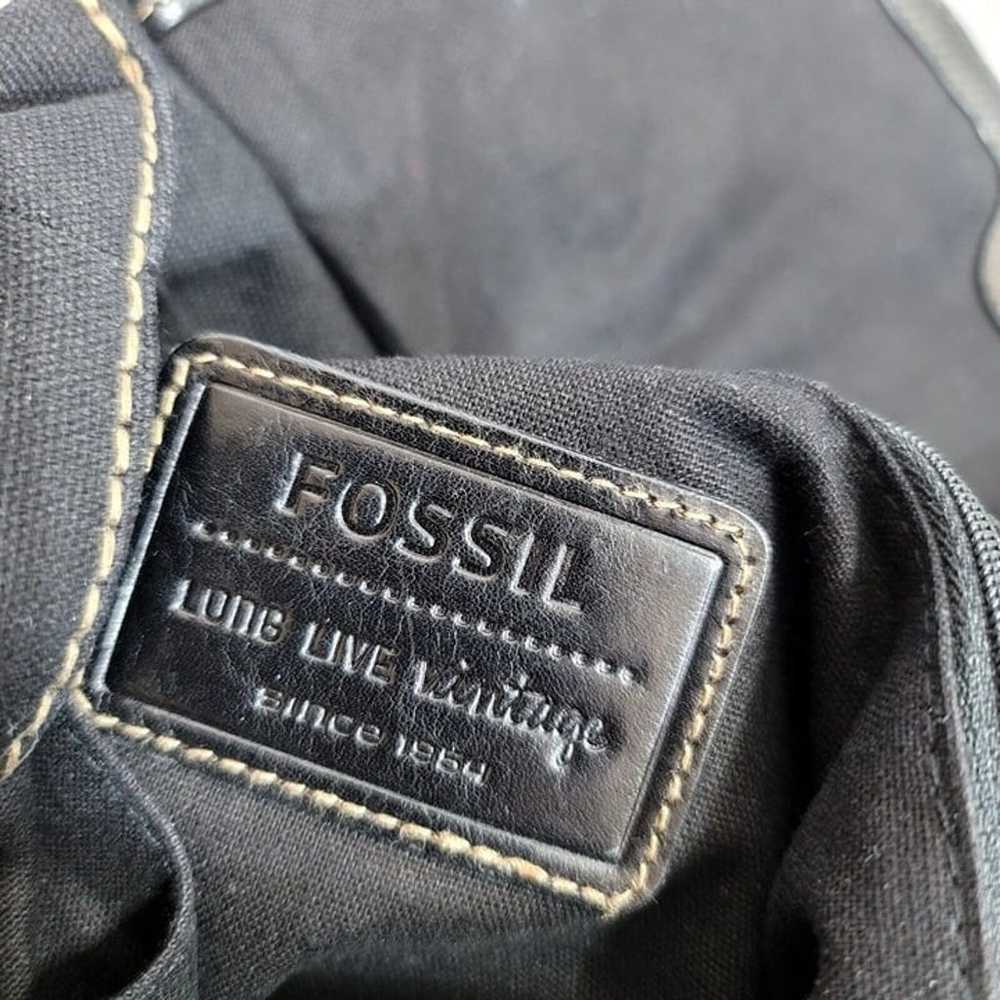 Fossil Lizette Black Leather Canvas Messenger Bag… - image 8