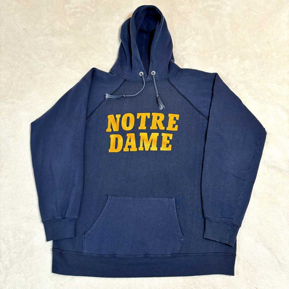 Champion VTG 80's Champion Notre Dame Navy Hoodie… - image 1