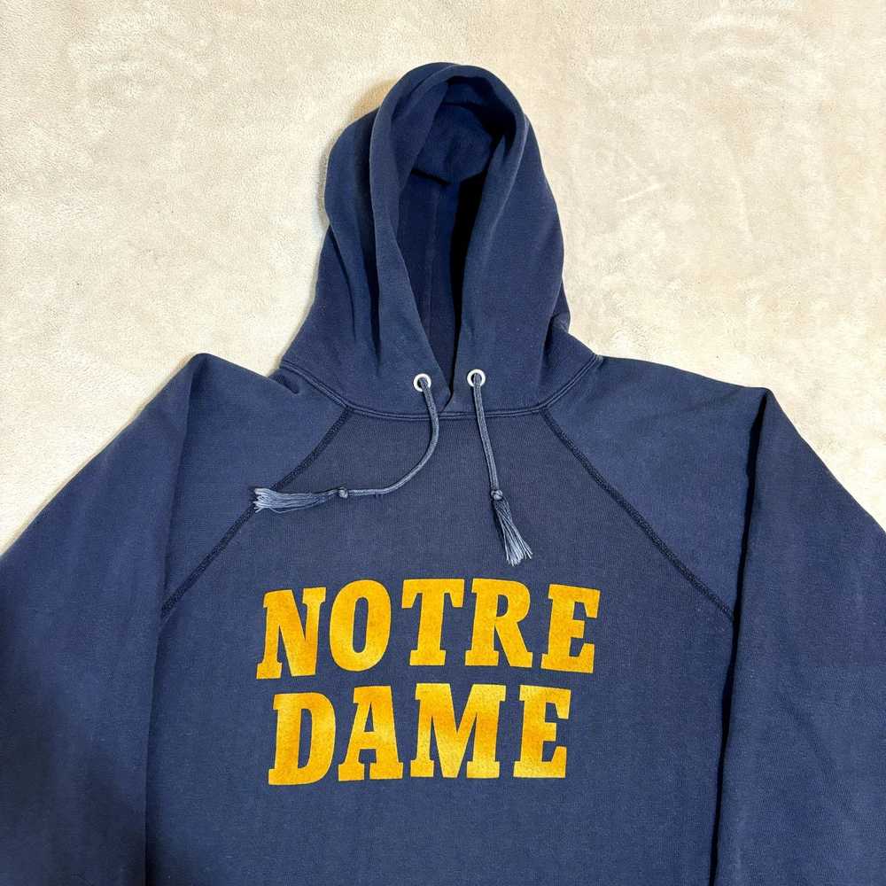 Champion VTG 80's Champion Notre Dame Navy Hoodie… - image 2