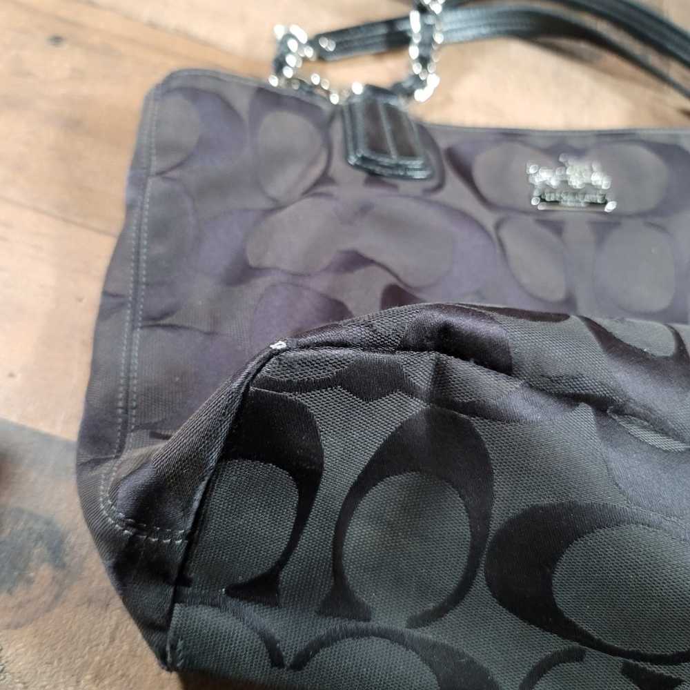 Coach Black Signature Canvas Tote Bag With Chain … - image 8