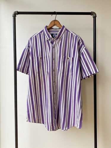 80's Purple Ticking Stripe Shirt—[XL]