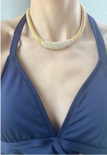 signed Christian Dior pave gold plated necklace