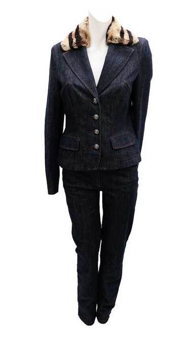 Salvatore Ferragamo Vintage Denim Trouser Suit wi… - image 1