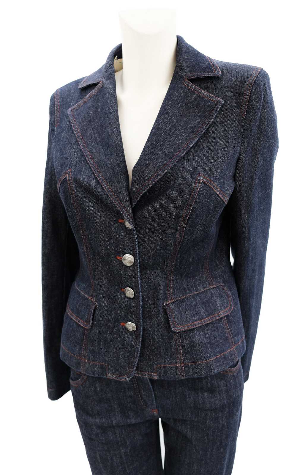 Salvatore Ferragamo Vintage Denim Trouser Suit wi… - image 3