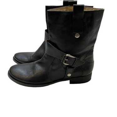 Ladies Nine West Genuine Leather Black Moto Boots 