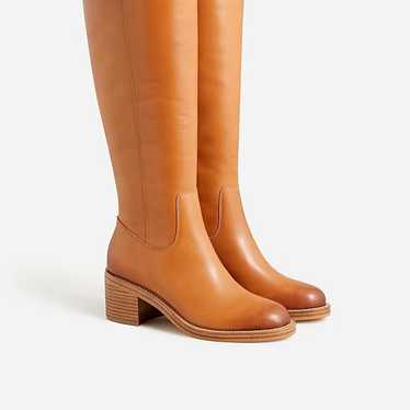 J.Crew knee-high stacked-heel leather boots