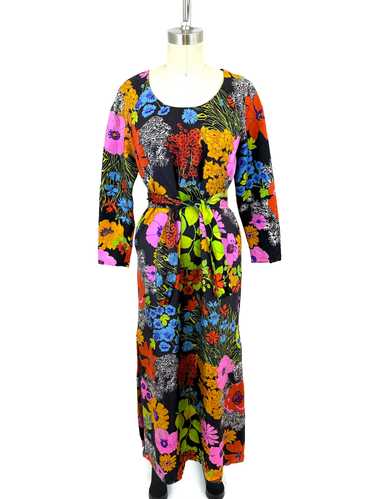 1969 Italian Midnight Bloom Dress - image 1