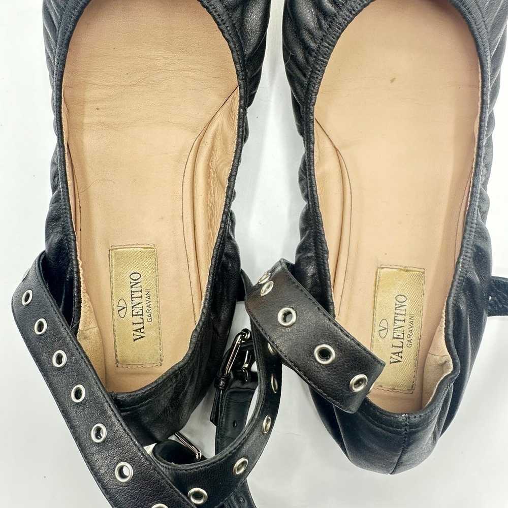 Valentino Black Leather Silver Tone Grommeted Ank… - image 4