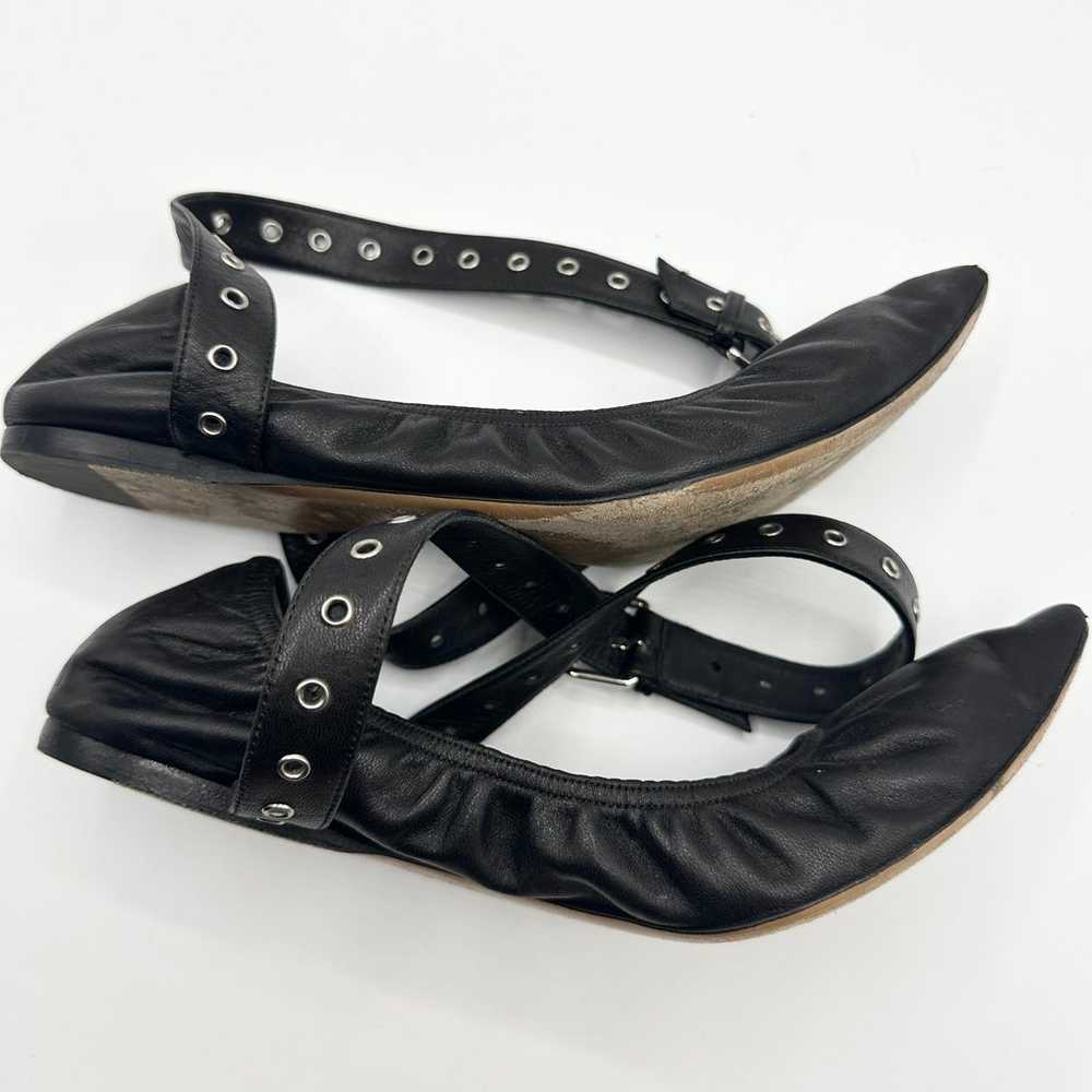 Valentino Black Leather Silver Tone Grommeted Ank… - image 7
