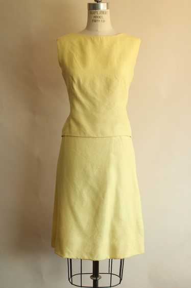 Vintage 1960s Vogue Paris Original Yellow Linen Th