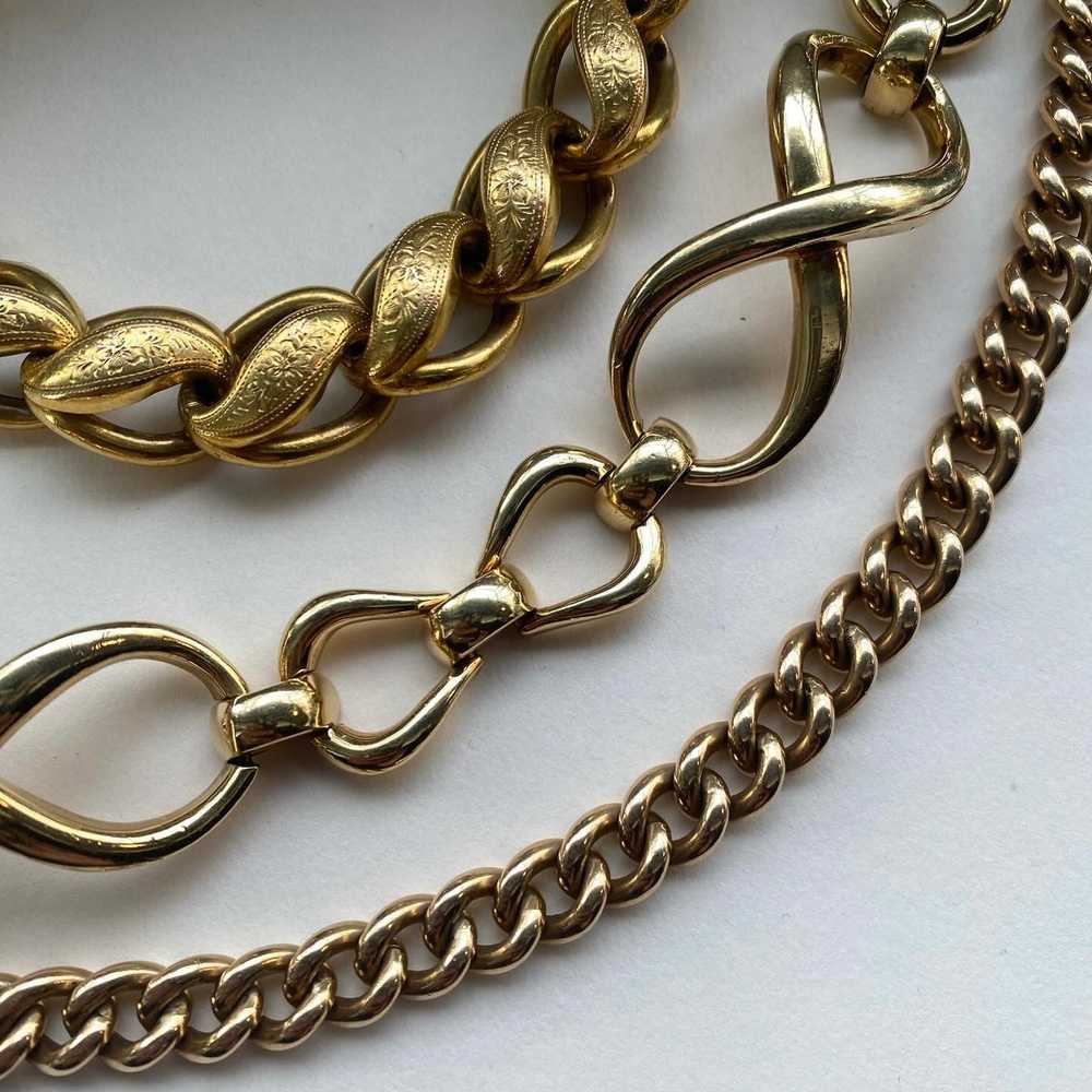 Vintage Mid-Century 18k Heavy Curb Link Bracelet-… - image 3