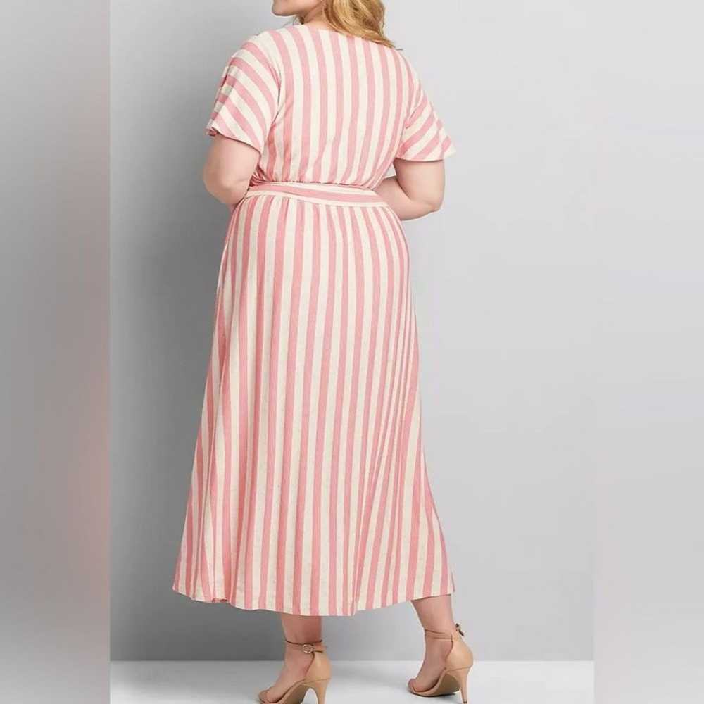 Lane Bryant Size 14/16 Coral and Beige Striped Ma… - image 2