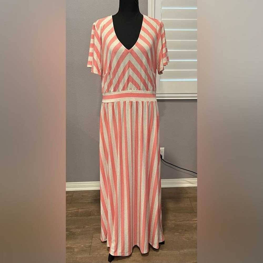 Lane Bryant Size 14/16 Coral and Beige Striped Ma… - image 4