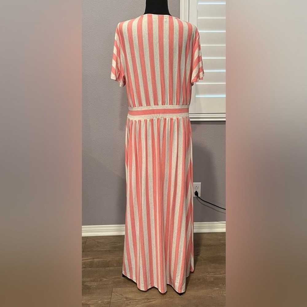 Lane Bryant Size 14/16 Coral and Beige Striped Ma… - image 5