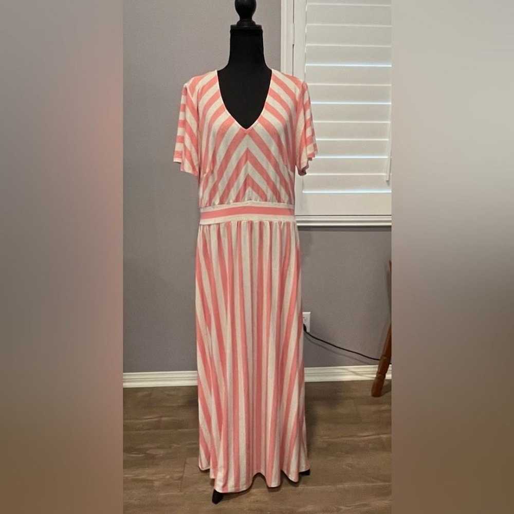 Lane Bryant Size 14/16 Coral and Beige Striped Ma… - image 7