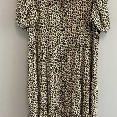 Charles Henry Tiered Leopard Print Midi Shirtdres… - image 1