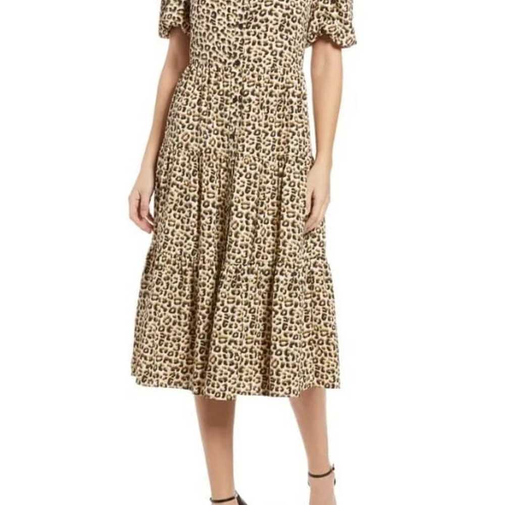 Charles Henry Tiered Leopard Print Midi Shirtdres… - image 2