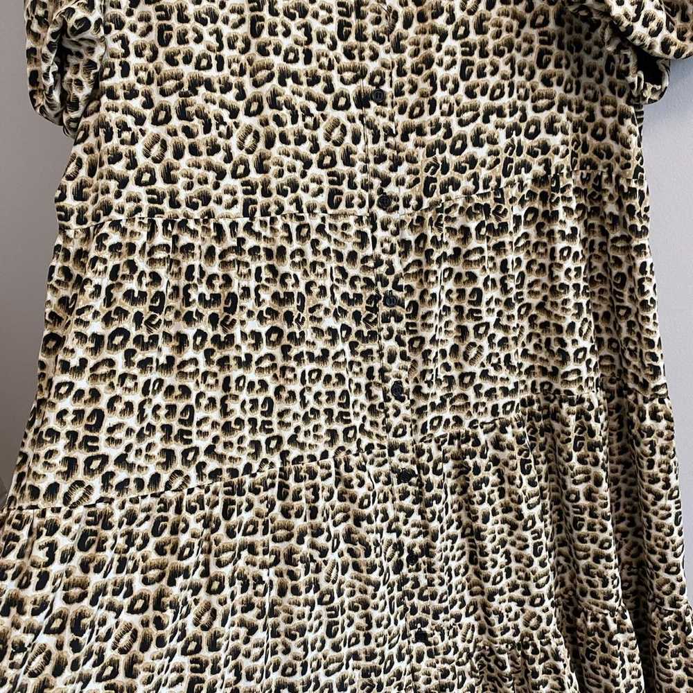 Charles Henry Tiered Leopard Print Midi Shirtdres… - image 4