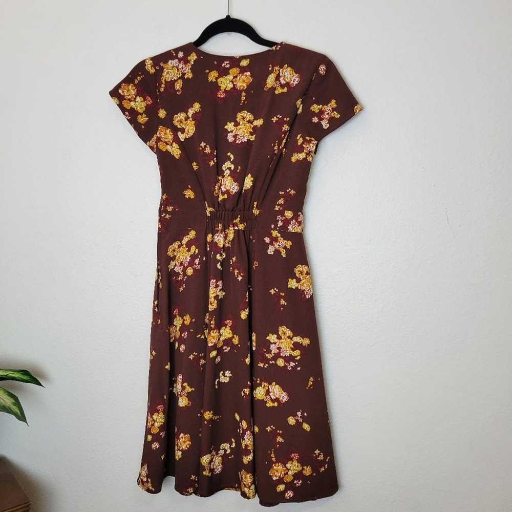 MODCLOTH Sentimental Brown Floral A-Line Dress Po… - image 10