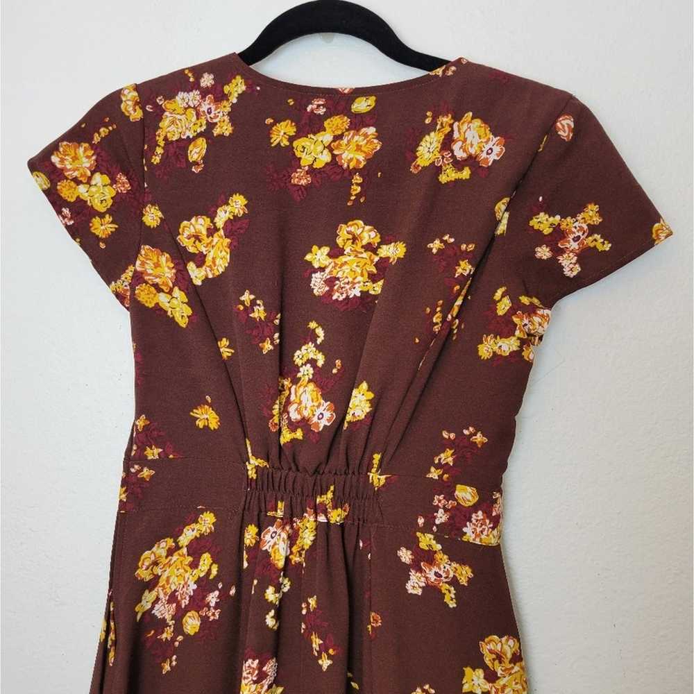 MODCLOTH Sentimental Brown Floral A-Line Dress Po… - image 11