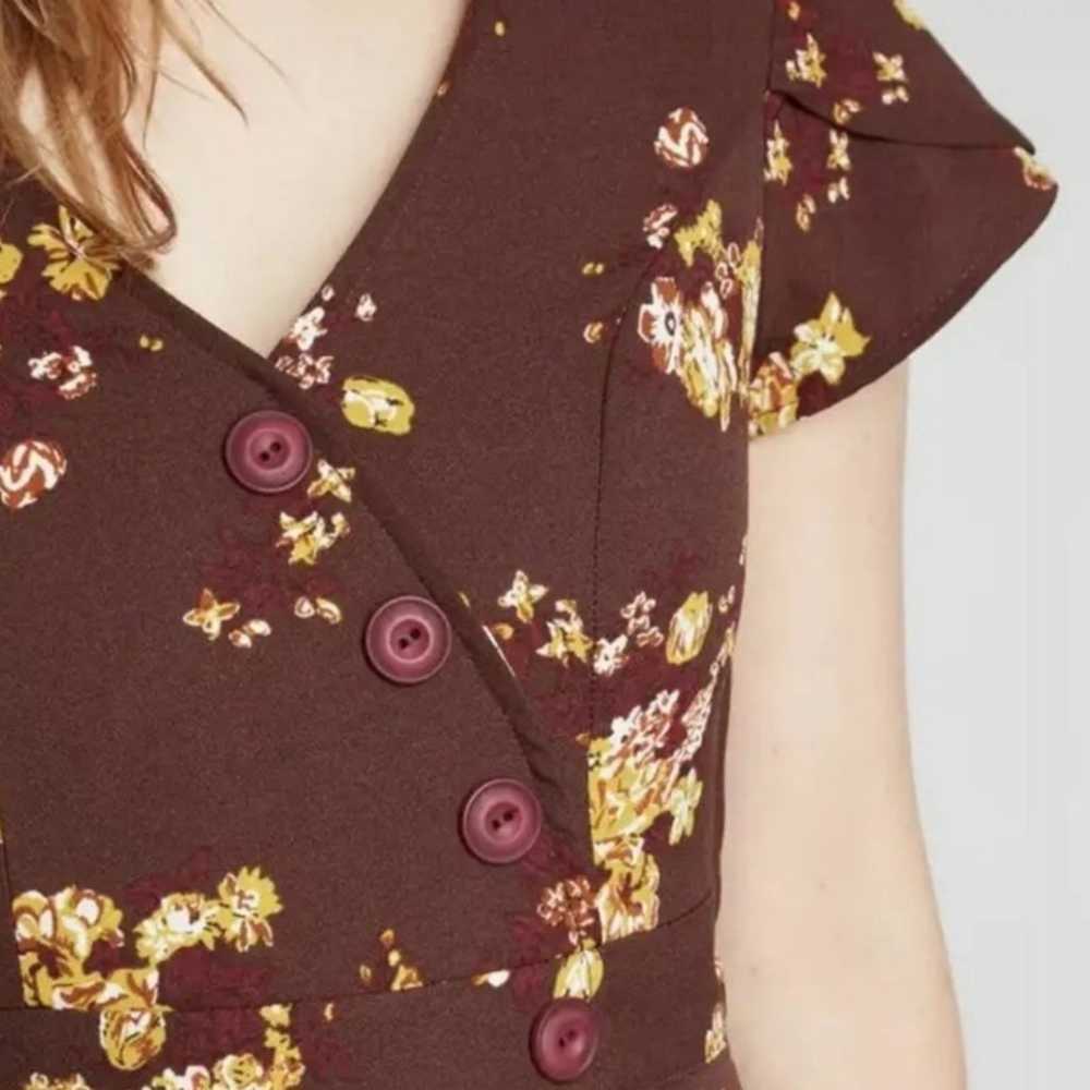 MODCLOTH Sentimental Brown Floral A-Line Dress Po… - image 5