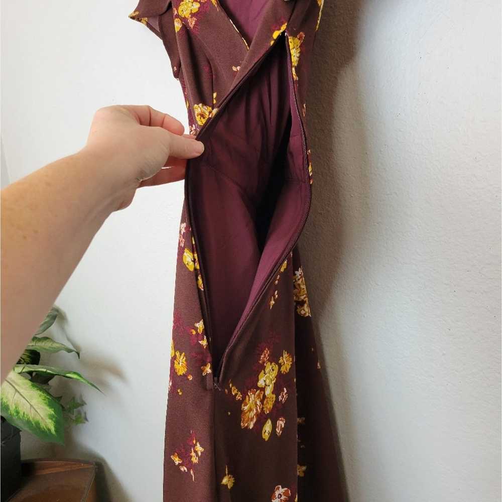 MODCLOTH Sentimental Brown Floral A-Line Dress Po… - image 6