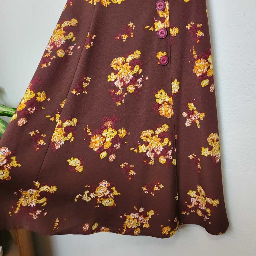 MODCLOTH Sentimental Brown Floral A-Line Dress Po… - image 7