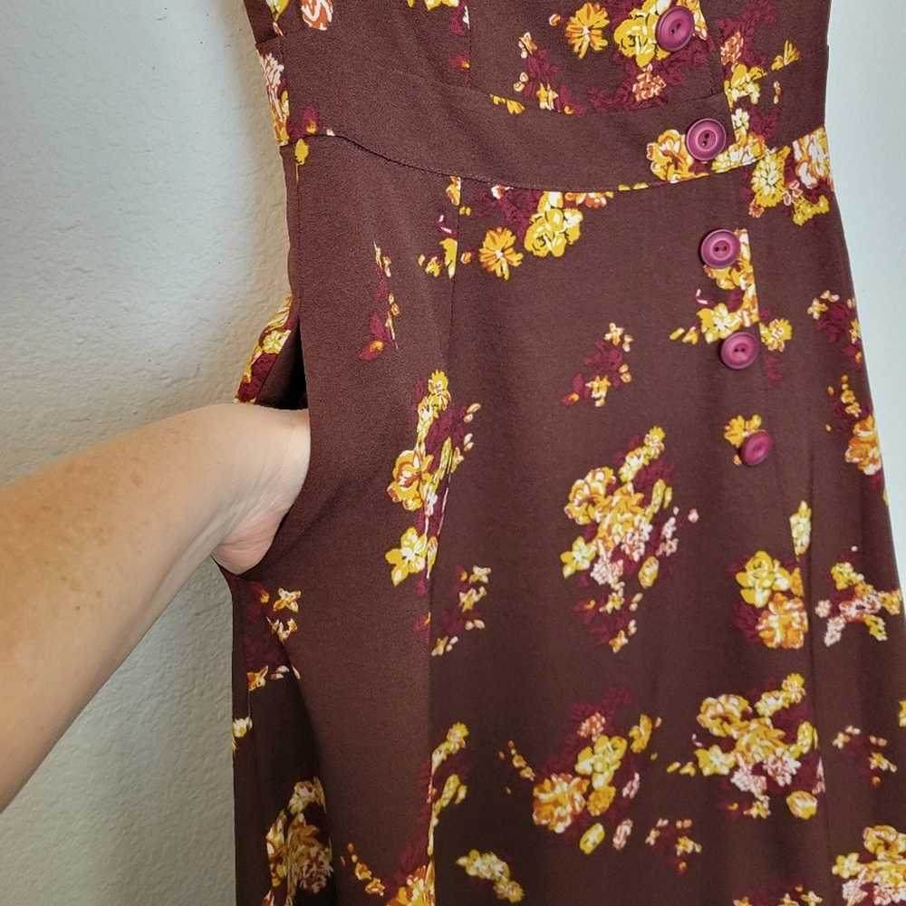 MODCLOTH Sentimental Brown Floral A-Line Dress Po… - image 8