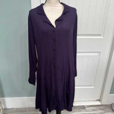 FLAX Purple button front tunic dress size small