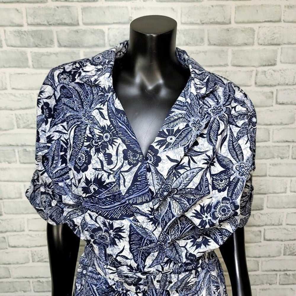 Vintage 90s Willow Ridge M/L Blue White Abstract … - image 3