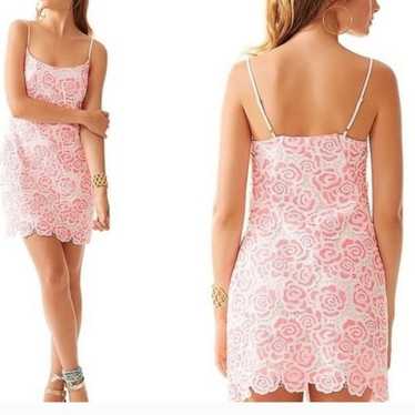 Lilly Pulitzer pink white embroidery mini dress