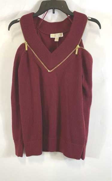 NWT Michael Kors Womens Burgundy Knitted Long Slee