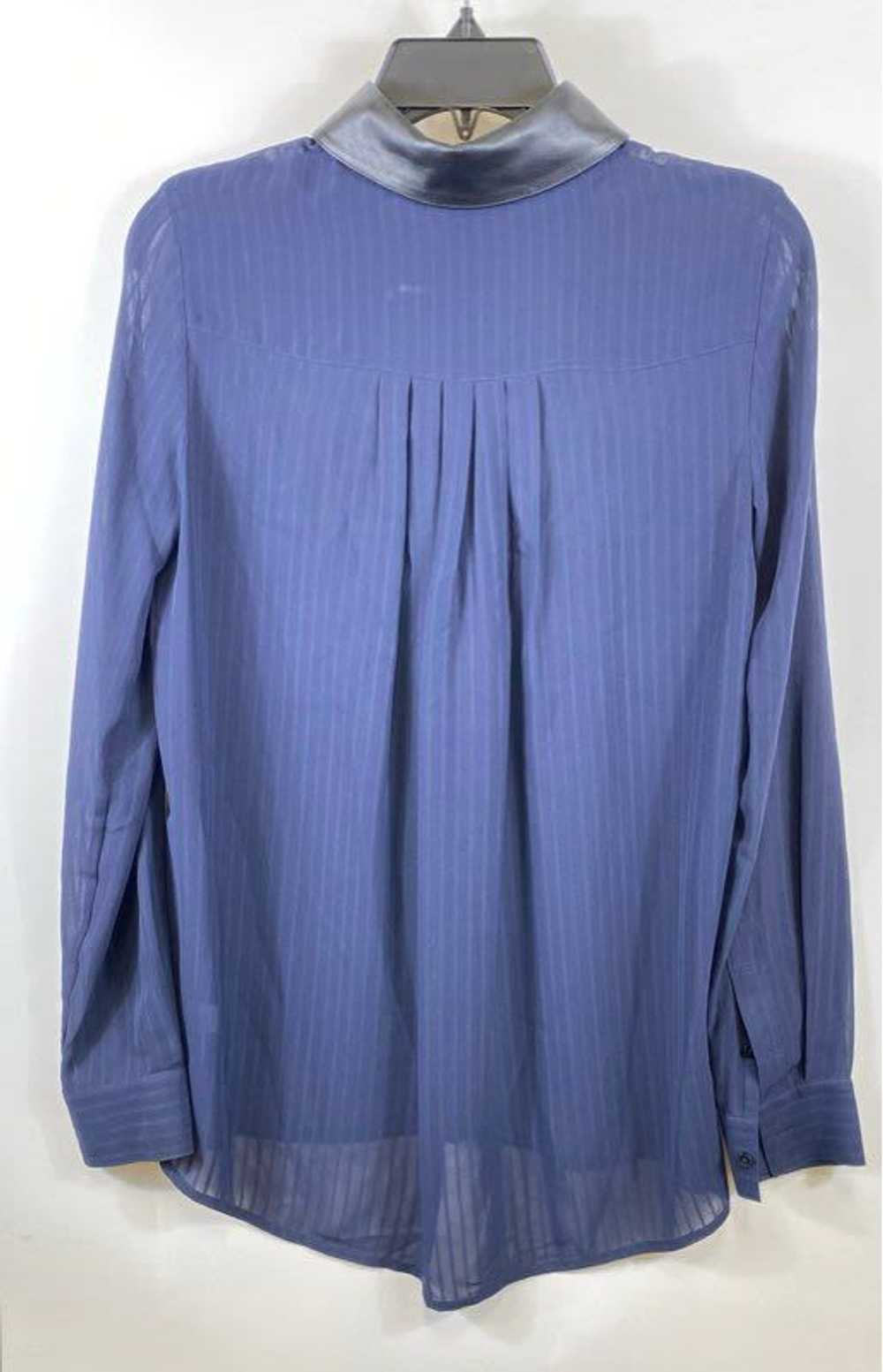 Monika Chiang Blue Striped Silk Long Sleeve Sheer… - image 2