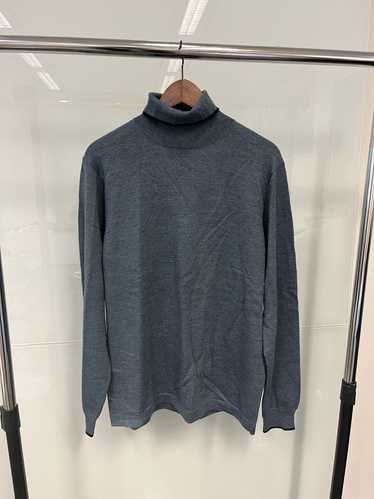 Barneys New York Heather Grey Wool Turtleneck Swea