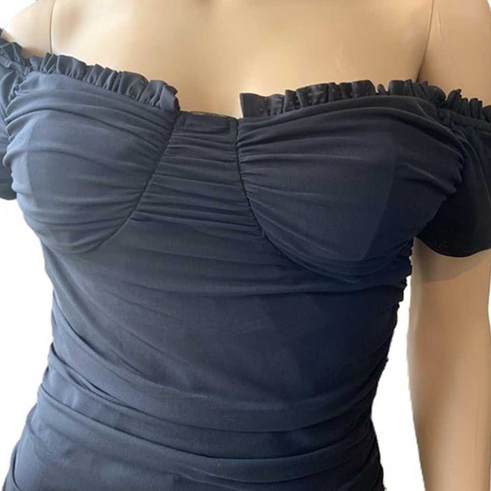 ASA Black Off-Shoulder Ruched Cocktail Dress Size… - image 3