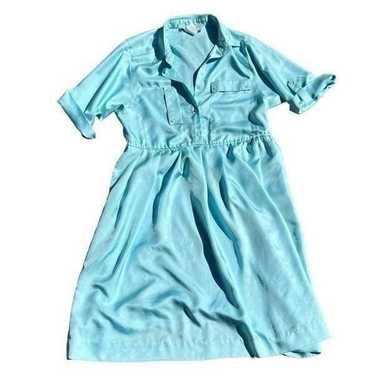 LESLIE FAY PETITES Vintage Blue Dress W/Pockets S… - image 1