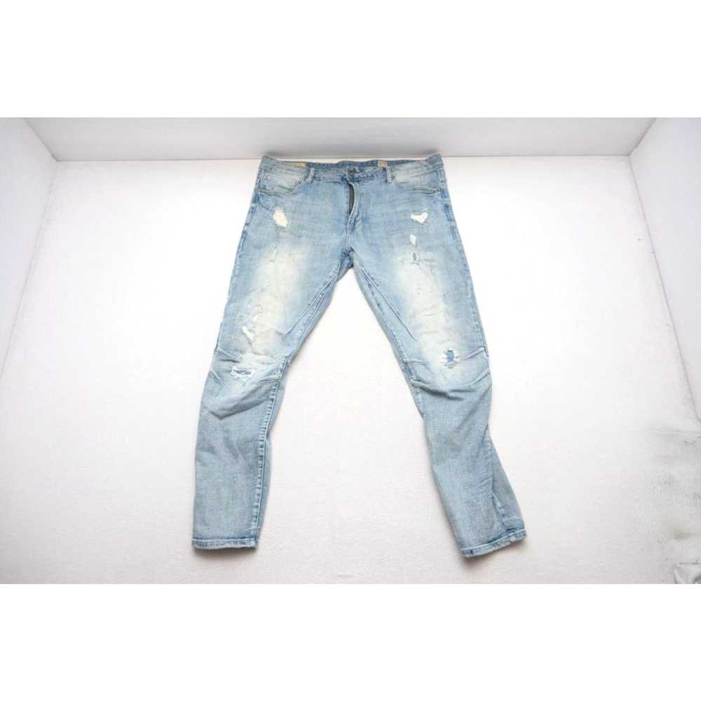 Vintage Smoke Rise Biker Jeans Distressed Blue Sl… - image 1
