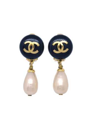 CHANEL Pre-Owned 1993 CC faux-pearl clip-on earrin