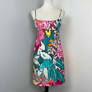 Milly New York Sleeveless Abstract Floral Dress Si