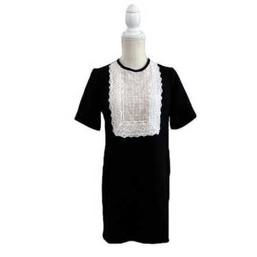 Sandro Black Embroidered Bid Mid-Length Dress
