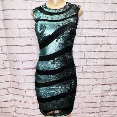 Rena Lange green and black sequin dress size 4